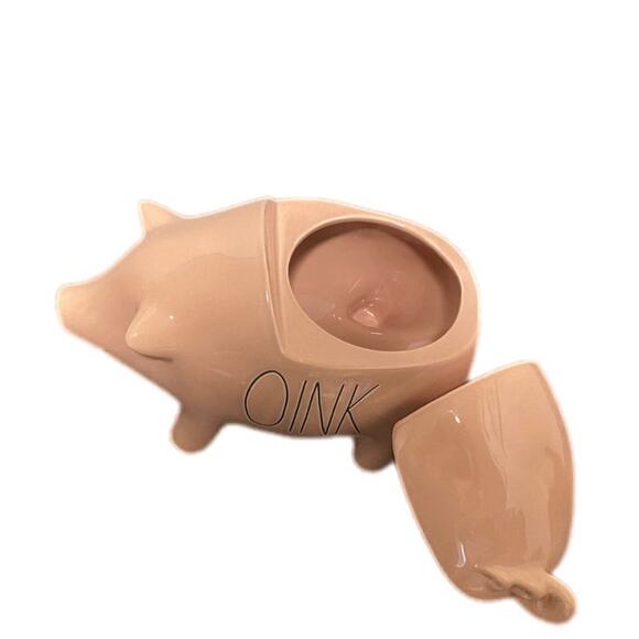 Rae Dunn OINK Pig Canister Pink Ceramic Farmhouse Kitchen Storage Jar Cookie Jar - Picture 10 of 10
